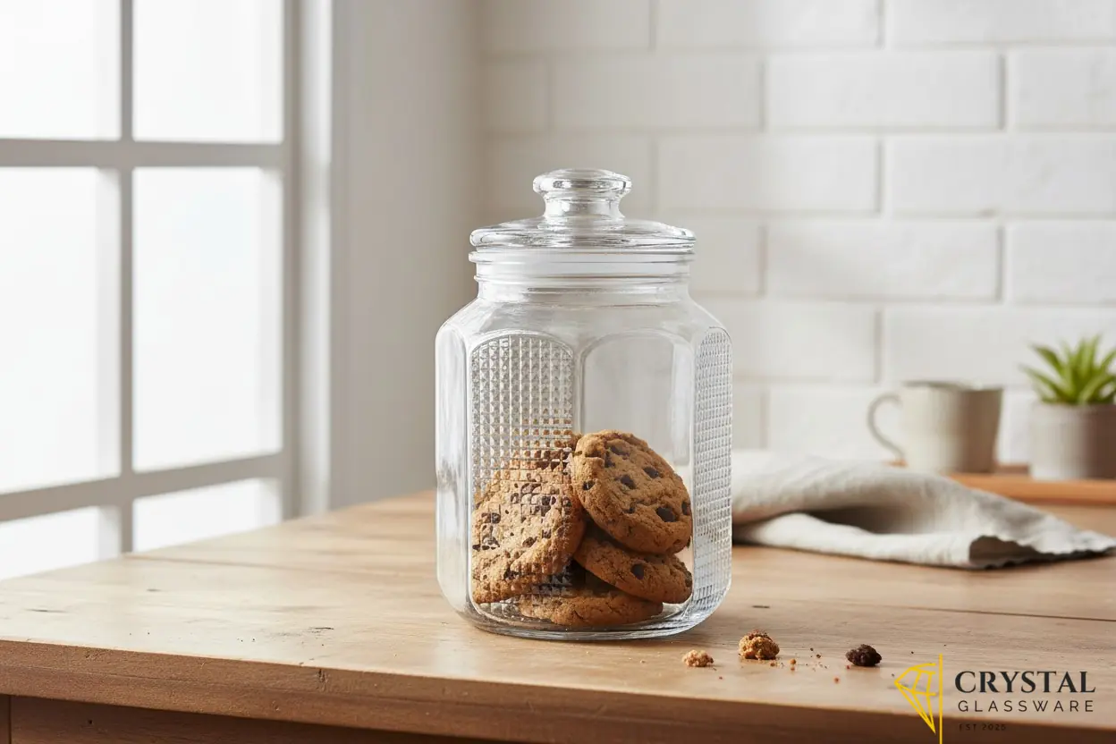 Multi purpose glass airtight jar with lid with 2.2 liter capacity